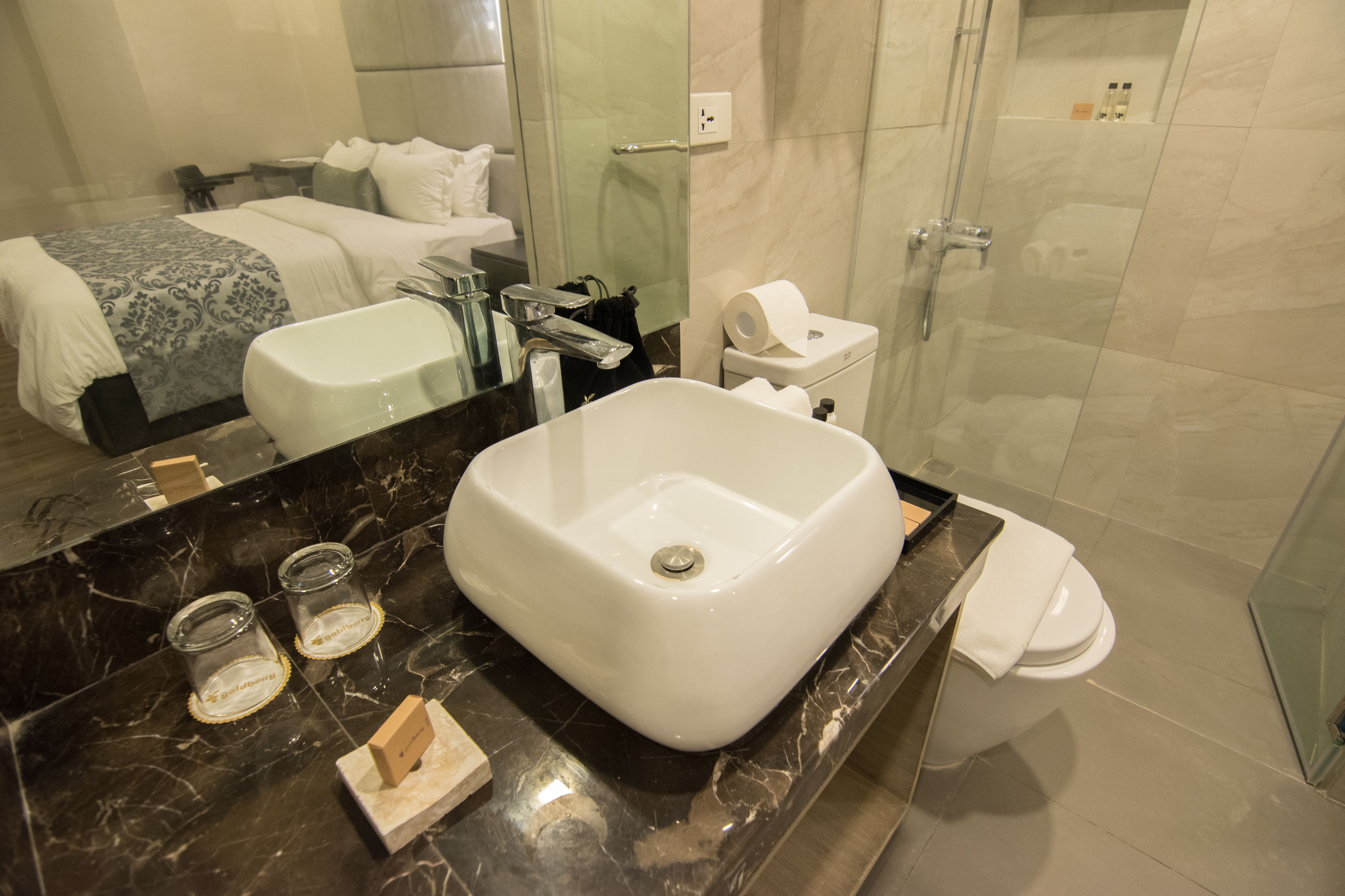 standard room | bathroom | shower, free toiletries, hair dryer, slippers