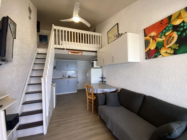 TV - Apartment T2 Mezzanine 5 ppl, Sea View, Parking (Port Barcarès)