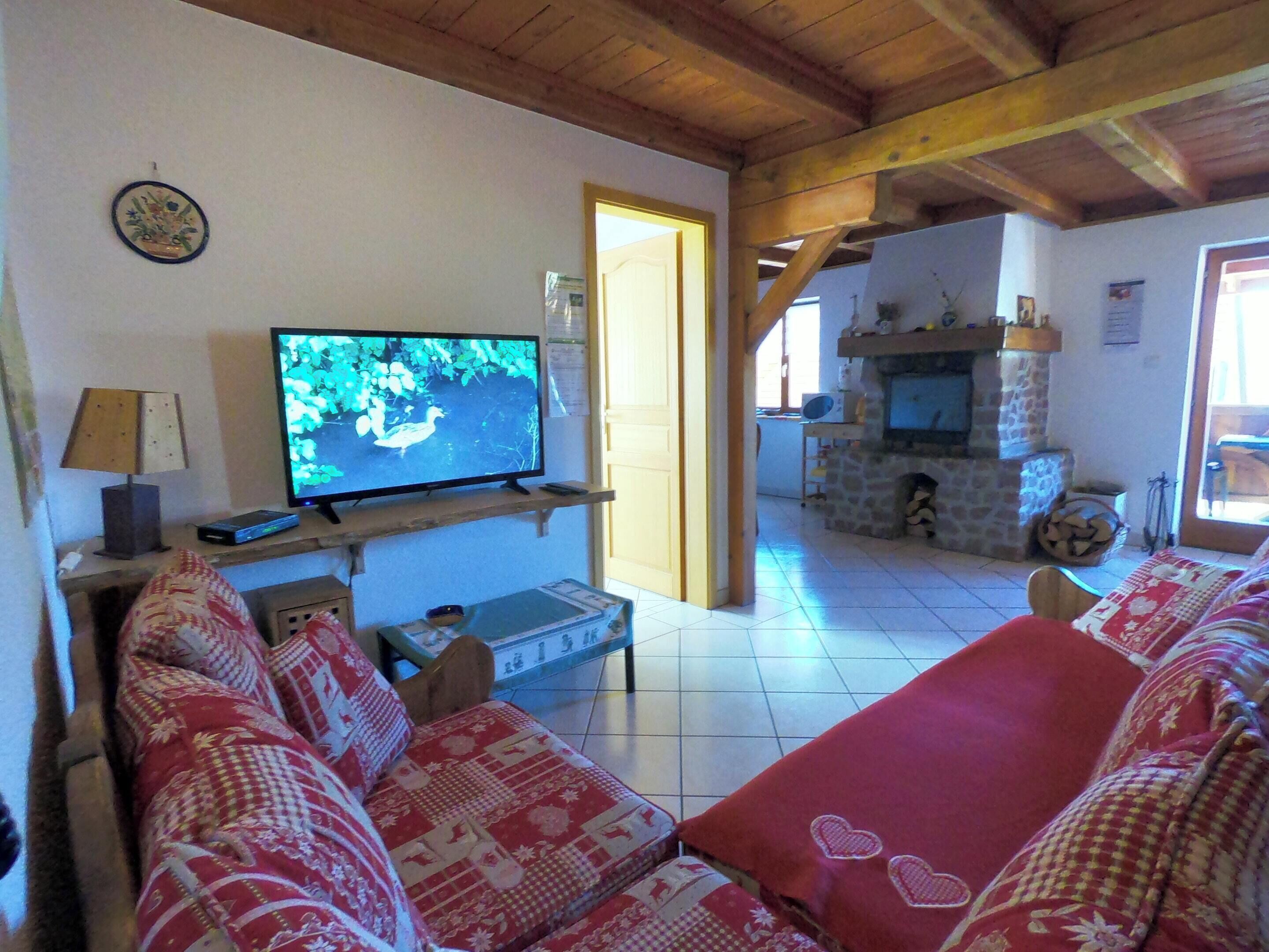 TV, fireplace