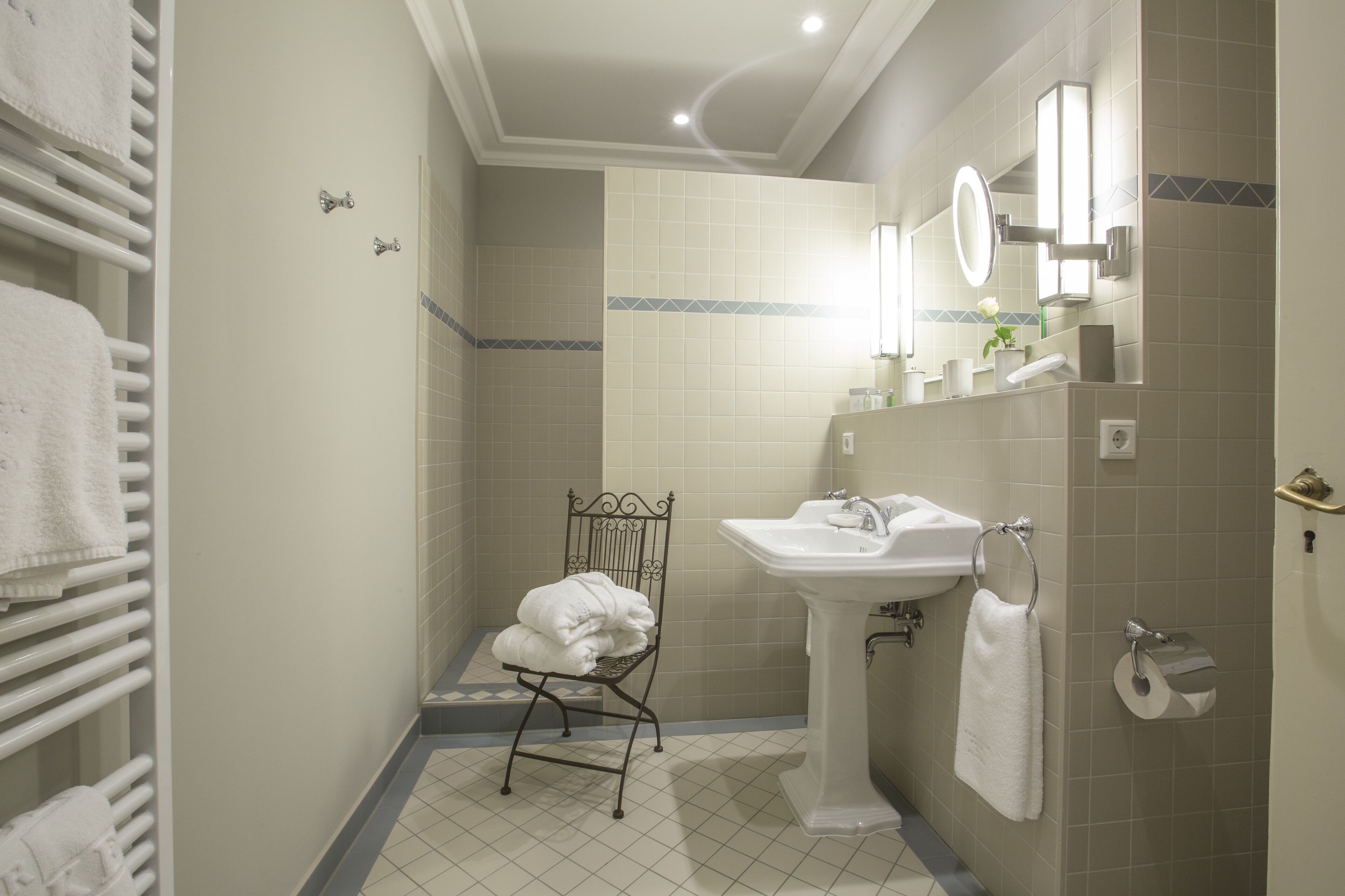 bathrobes, slippers, towels