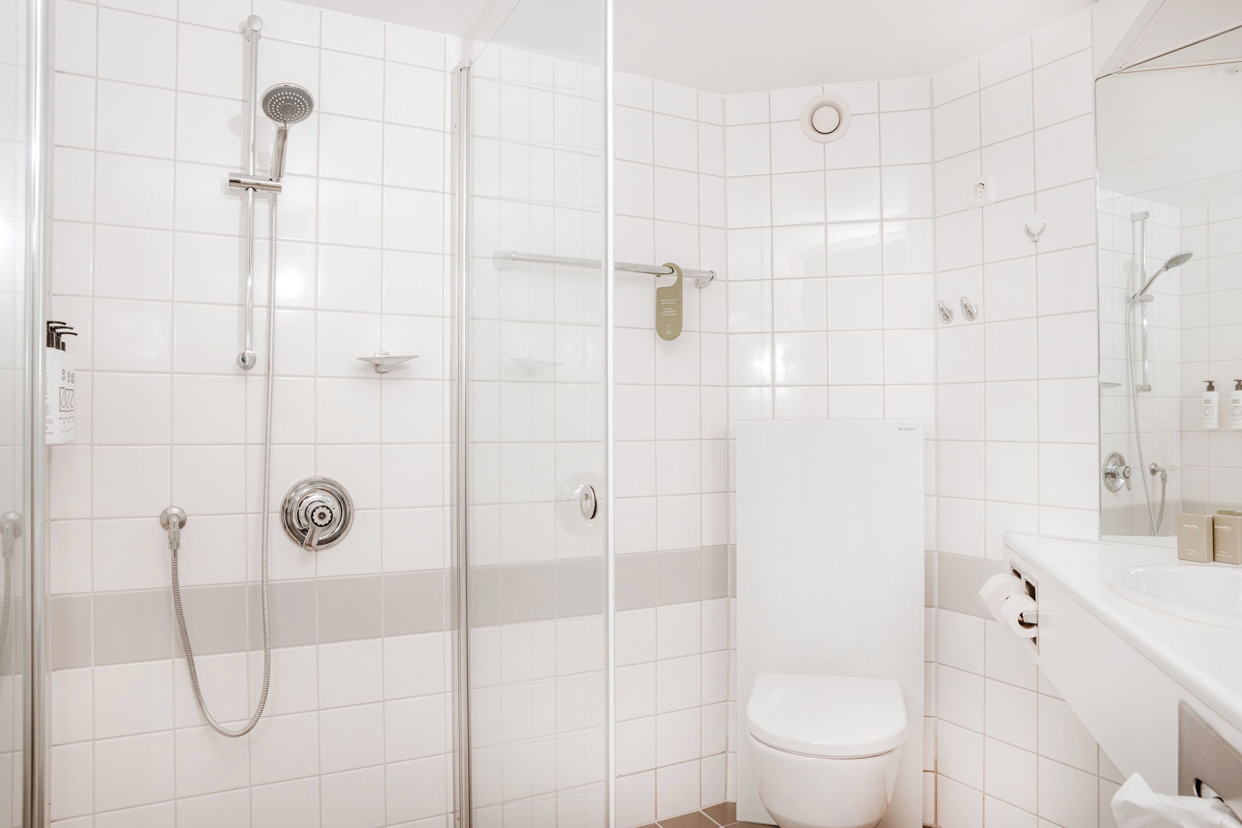 free toiletries, hair dryer, towels