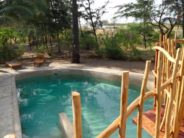 Outdoor pool, pool loungers