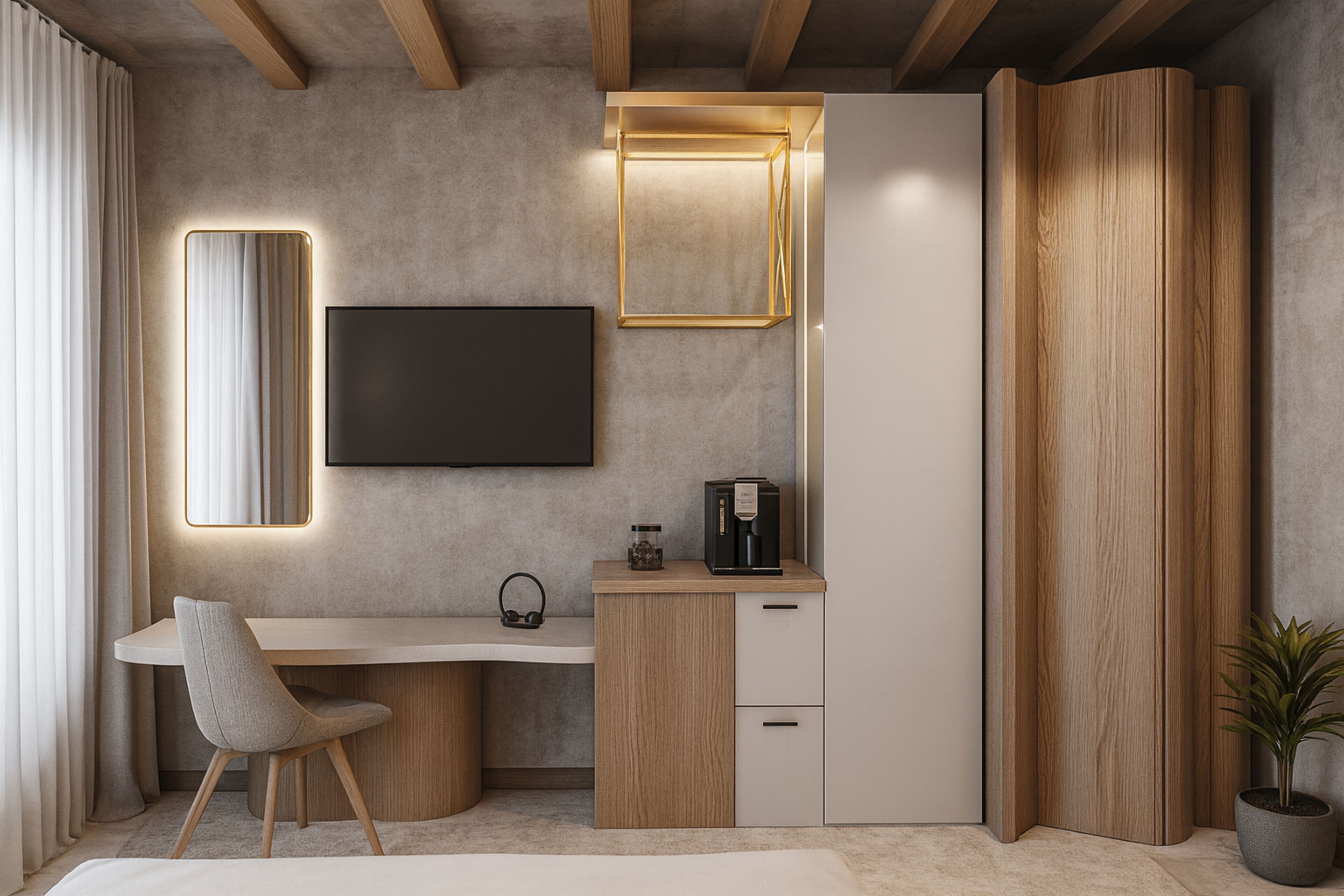 ミニバー (無料)、セーフティボックス (室内)、デスク、遮光カーテン