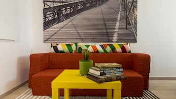 Comfort Studio, 1 Double Bed with Sofa bed, City View | Living area | Flat-screen TV