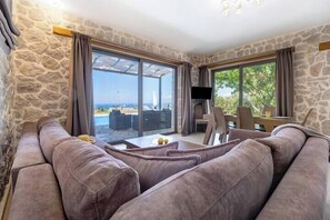 Luxury Villa, 2 Bedrooms, Private Pool, Sea View (Emily) | Living area - Villas Goudis (Lefkada)
