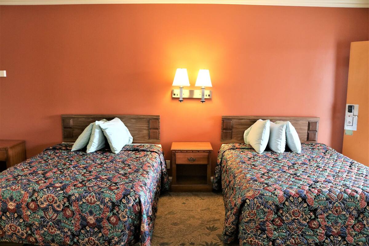 Economy Double Room, 2 Queen Beds, Private Bathroom