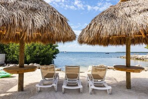 Private beach, sun-loungers, beach towels, kayaking