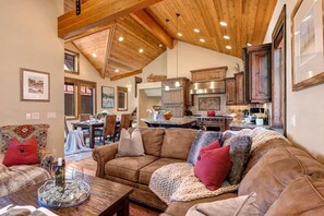 TV, fireplace, offices - Abode at Quit N' Time, private hot tub, Old Town, steps to Main Street (Park City)
