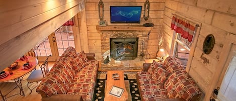 TV, fireplace, DVD player