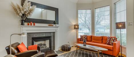 TV, fireplace, DVD player, table football