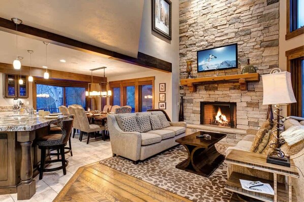 TV, fireplace, offices