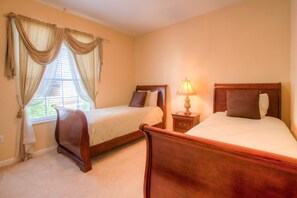 3 bedrooms, desk, iron/ironing board, travel cot