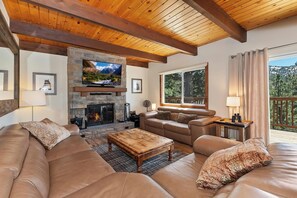 Televisión y chimenea 