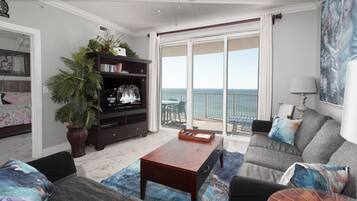 Smart TV, DVD player, books, video library