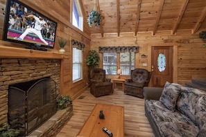 TV, fireplace, DVD player