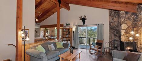 Télévision, cheminée, lecteur de DVD