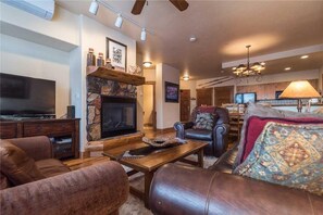 Condo, Multiple Beds (2201 Timberline Lodge, Trappeur's Cro) | Living room | TV, fireplace - Tl2201 Great Bedding! Home Away From Home a True Mountain Feel! (Steamboat Springs)