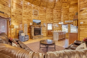 Smart TV, fireplace, toys
