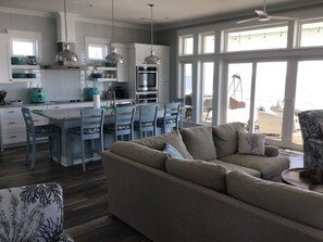 Flat-screen TV, books