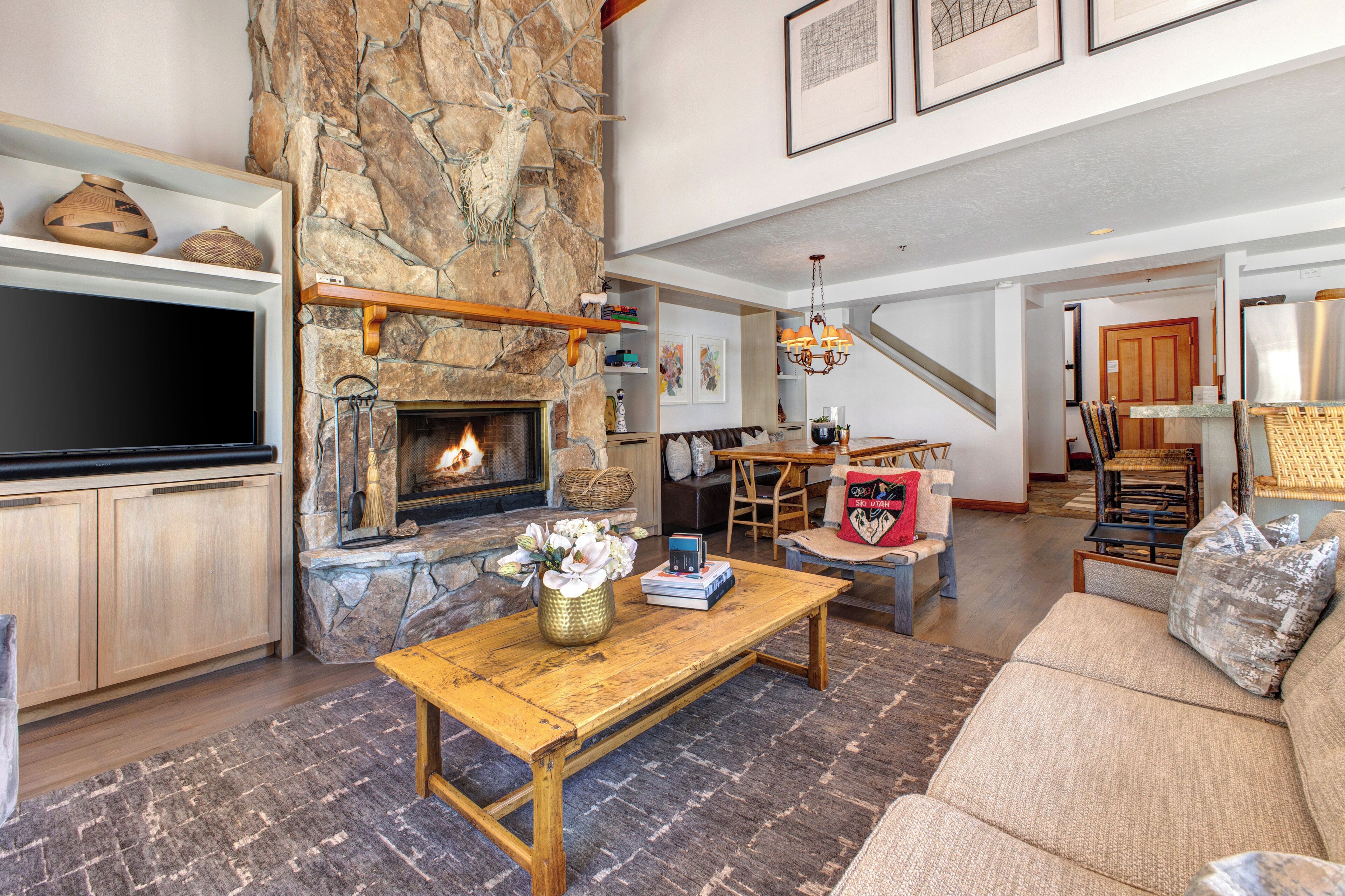 TV, fireplace, DVD player, stereo