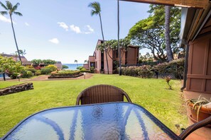 Outdoor dining - Ocean View -KUL209 - West Maui Condo in Quiet Ocean Front Resort—1BR/1B (Lahaina)