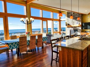 Dining - Large, Modern, Ocean-view home with HOT TUB just steps to the beach! (Netarts)