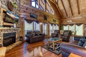 TV, fireplace, video games, DVD player