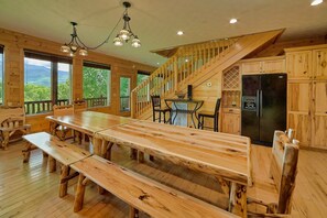 Dining - 4 BR Theater Cabin with Mountain Views and Fantastic Location - Sleeps 16 (Gatlinburg)