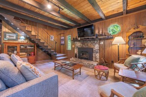 テレビ、暖炉、DVD プレーヤー、ステレオ