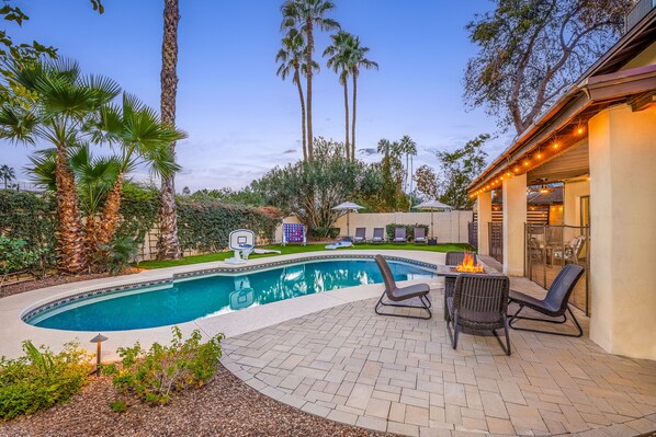 Outdoor pool, a heated pool - Located in the Heart of Scottsdale with a heated pool, game room, and fire pit! (Scottsdale)