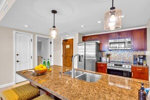 Fridge, microwave, oven, dishwasher - KBM Resorts | FREE CAR | Honua Kai Konea | Ocean view | 2-Bedroom Condo, Great for Families! HKK-209 (Lahaina)