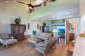 TV, stereo - Pali Ke Kua 201, Spectacular Oceanfront with Bali Hai View, Renovated 2025 (Princeville)