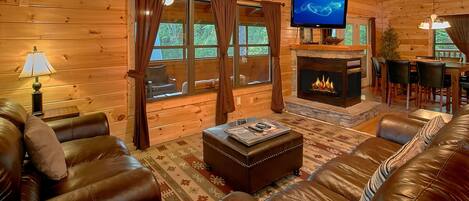 Fernseher, Kamin, Netflix, DVD-Player