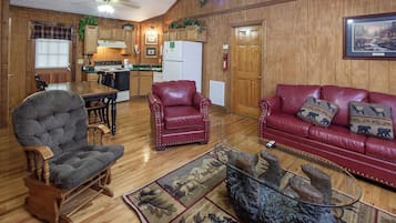 Een televisie, een open haard en een dvd-speler