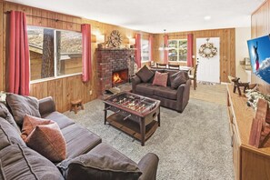 TV, fireplace, table football