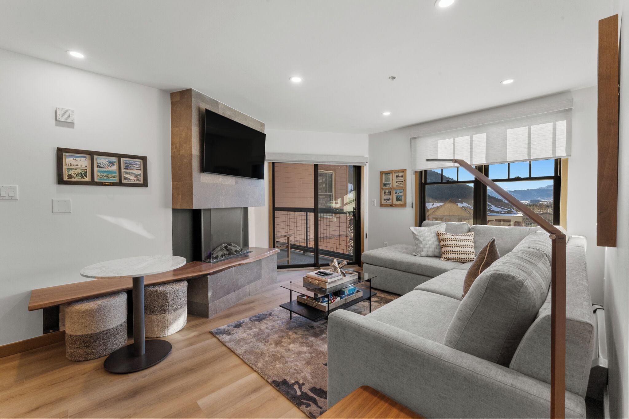 TV, fireplace, DVD player, stereo