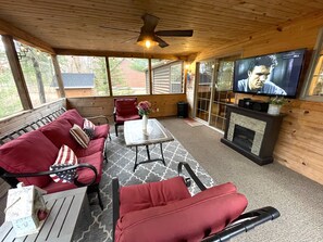 Smart TV, fireplace, video games