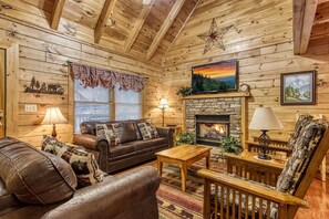 TV, fireplace, DVD player, books