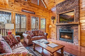 Smart TV, fireplace, DVD player