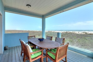 Outdoor dining - Beachfront home with incredible views! Heated Community Pool! (Port Aransas)