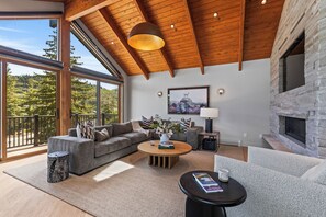 Téléviseur, foyer, lecteur de DVD, table de ping-pong