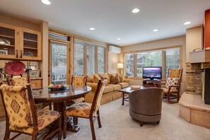 TV, fireplace