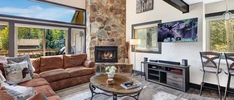 TV, fireplace, offices