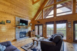 TV, fireplace, video games, DVD player