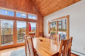 Dining - Treetops: 4 br, woodstove, a/c, deck & views, firepit, garage, great location! (Stowe)