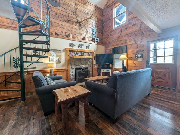 Fernseher, Kamin, DVD-Player