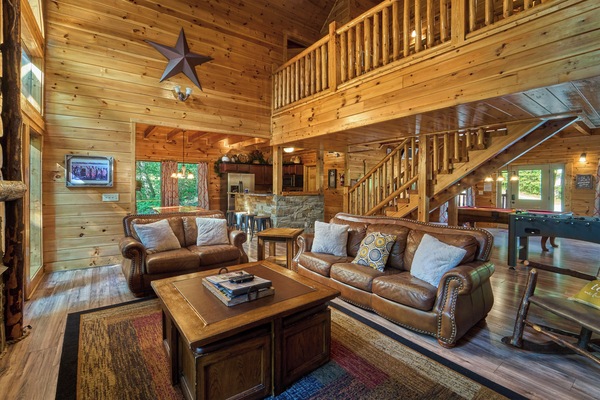 Smart TV, fireplace, DVD player, foosball