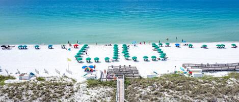 On the beach, beach towels