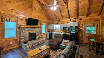 Televisión y chimenea