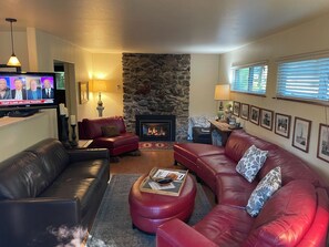 スマートテレビ、暖炉、DVD プレーヤー、書庫